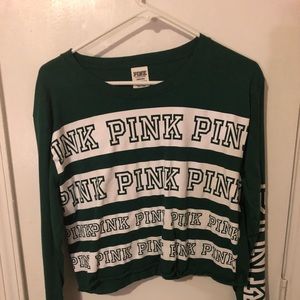 PINK cropped long sleeve shirt
